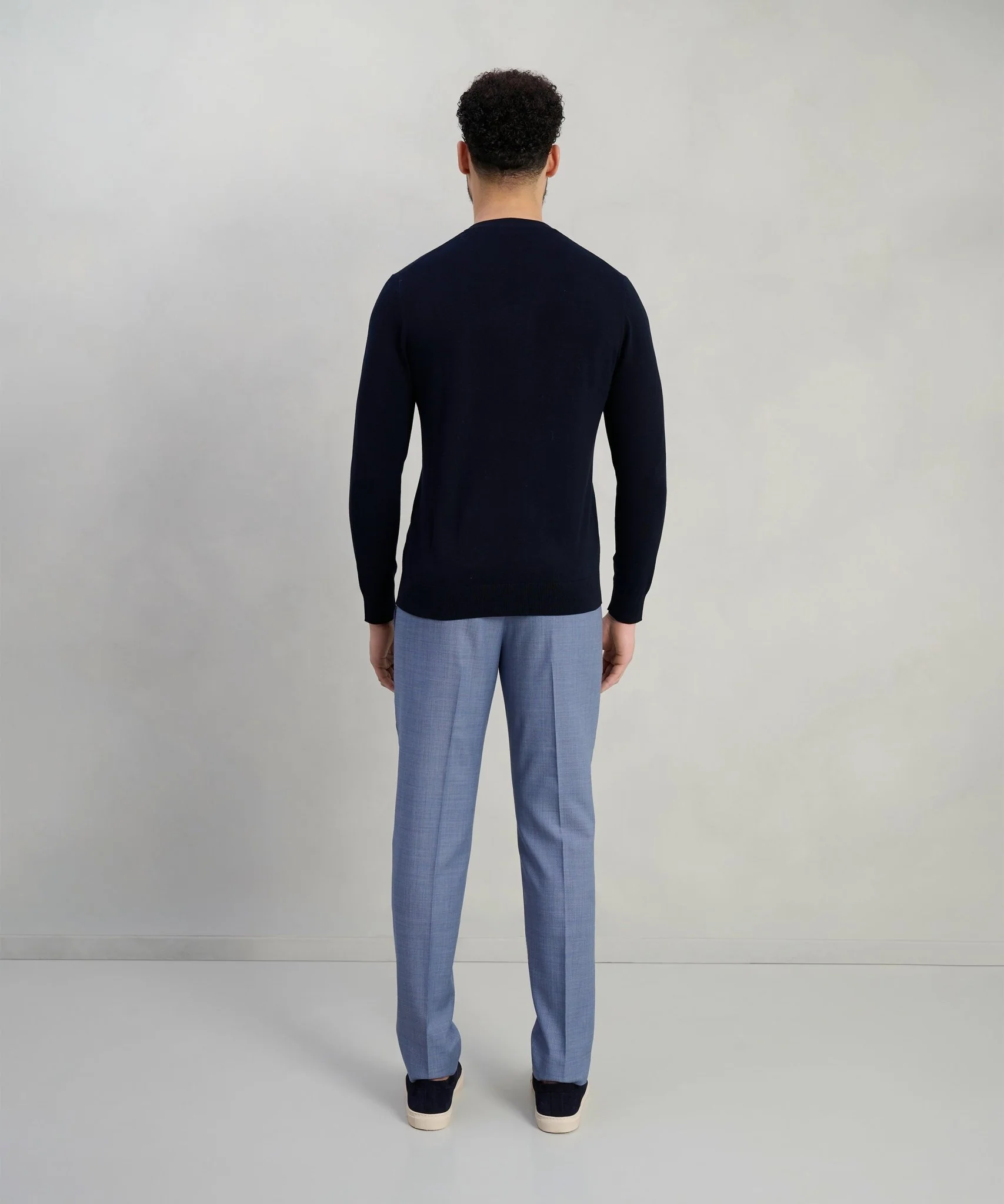 Luxury basic crewneck trui Tencel/katoen/zijde donkerblauw - Image 5
