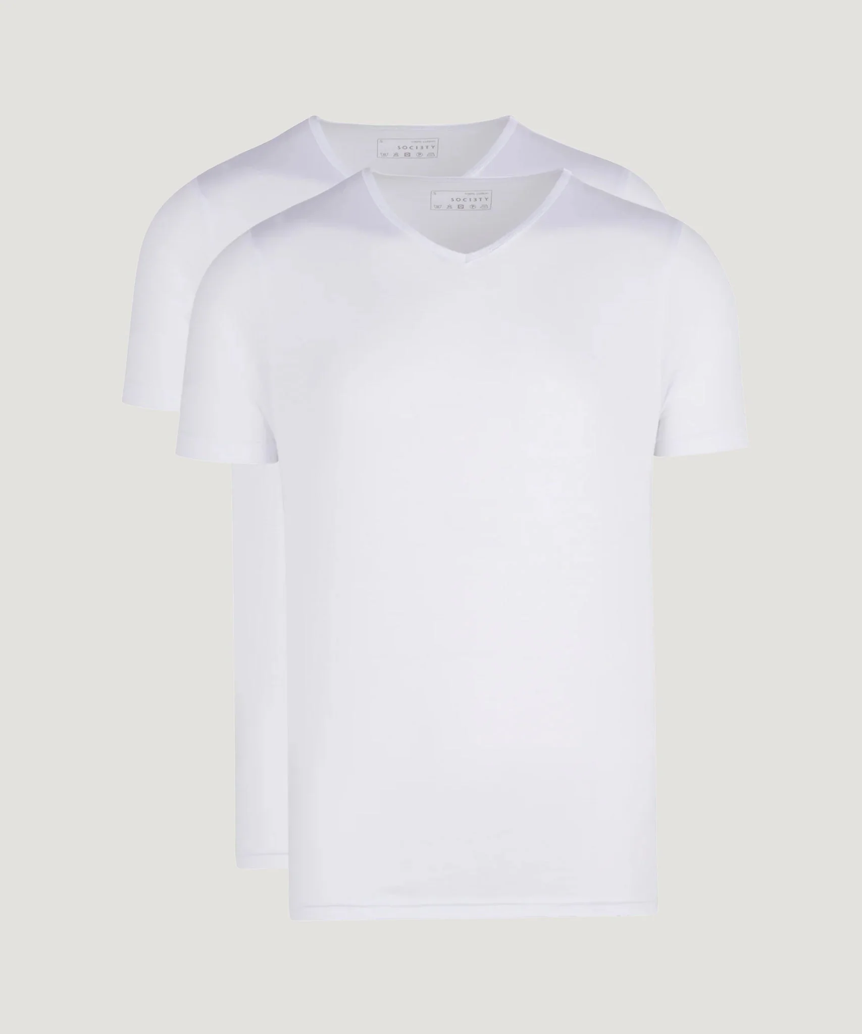 2-pack T-shirts V-hals katoen wit