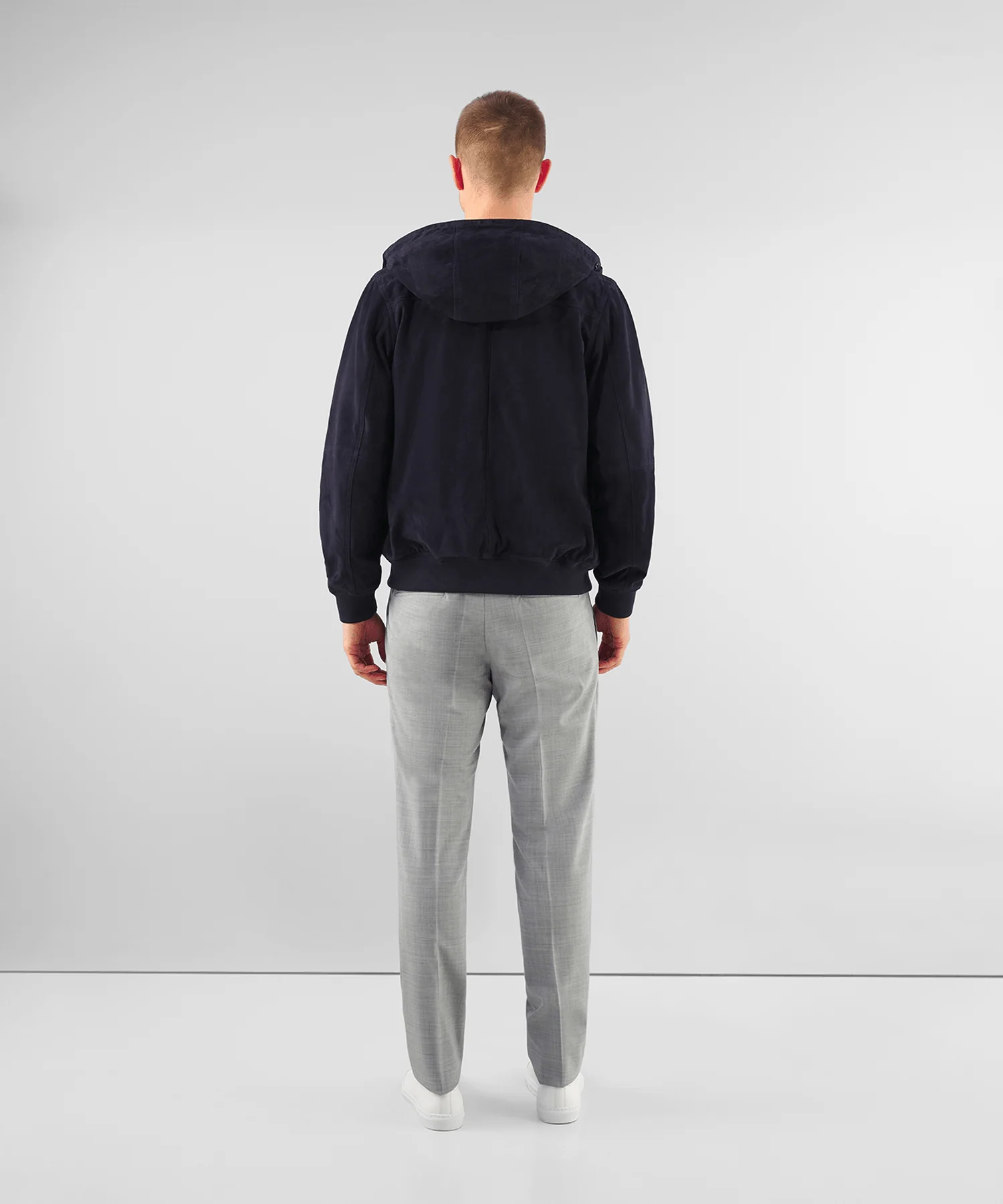 Bomber jacket met capuchon suède donkerblauw - Image 5