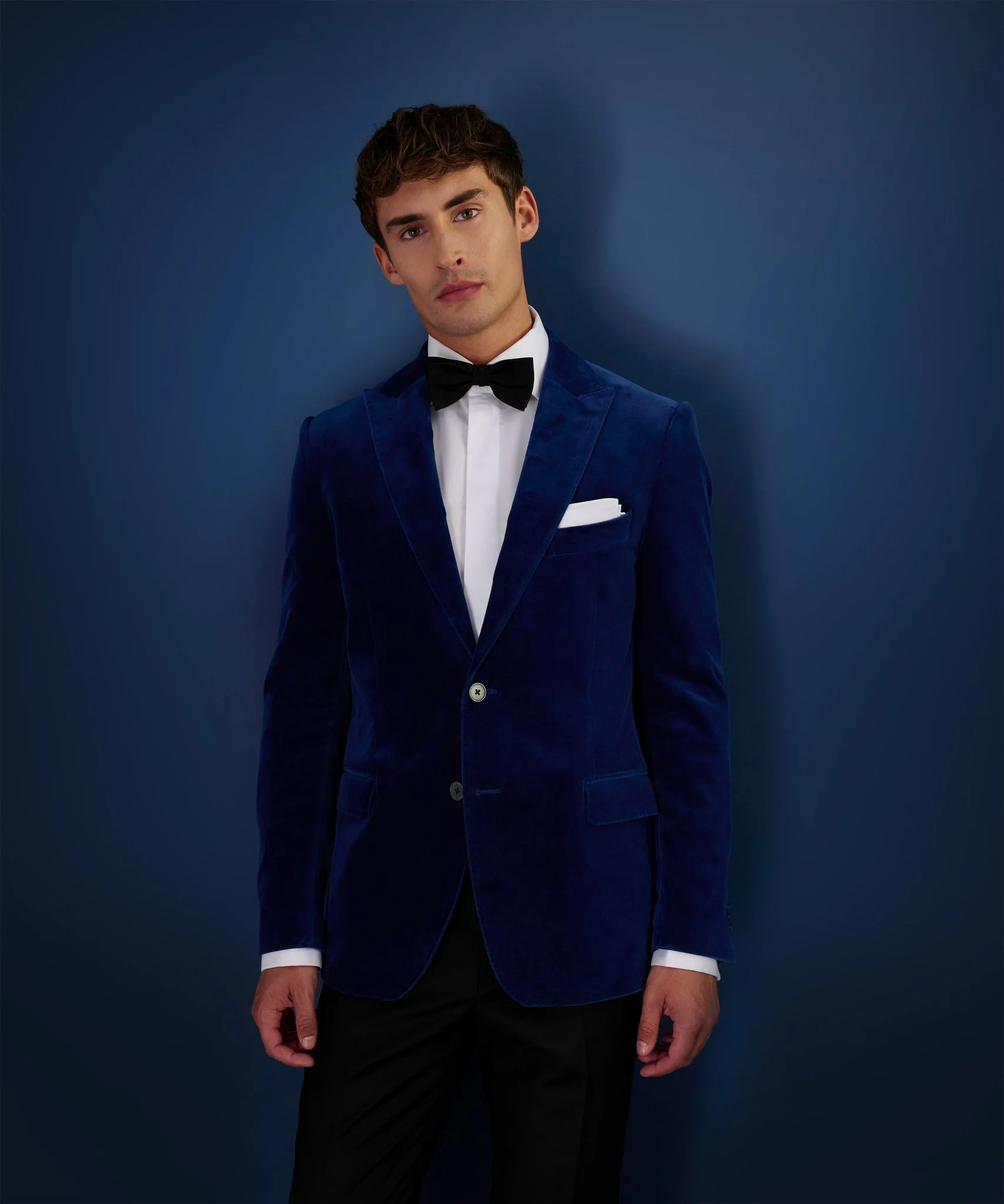 Dinner jacket velvet stretch blauw (woven by Pontoglio) - Image 3