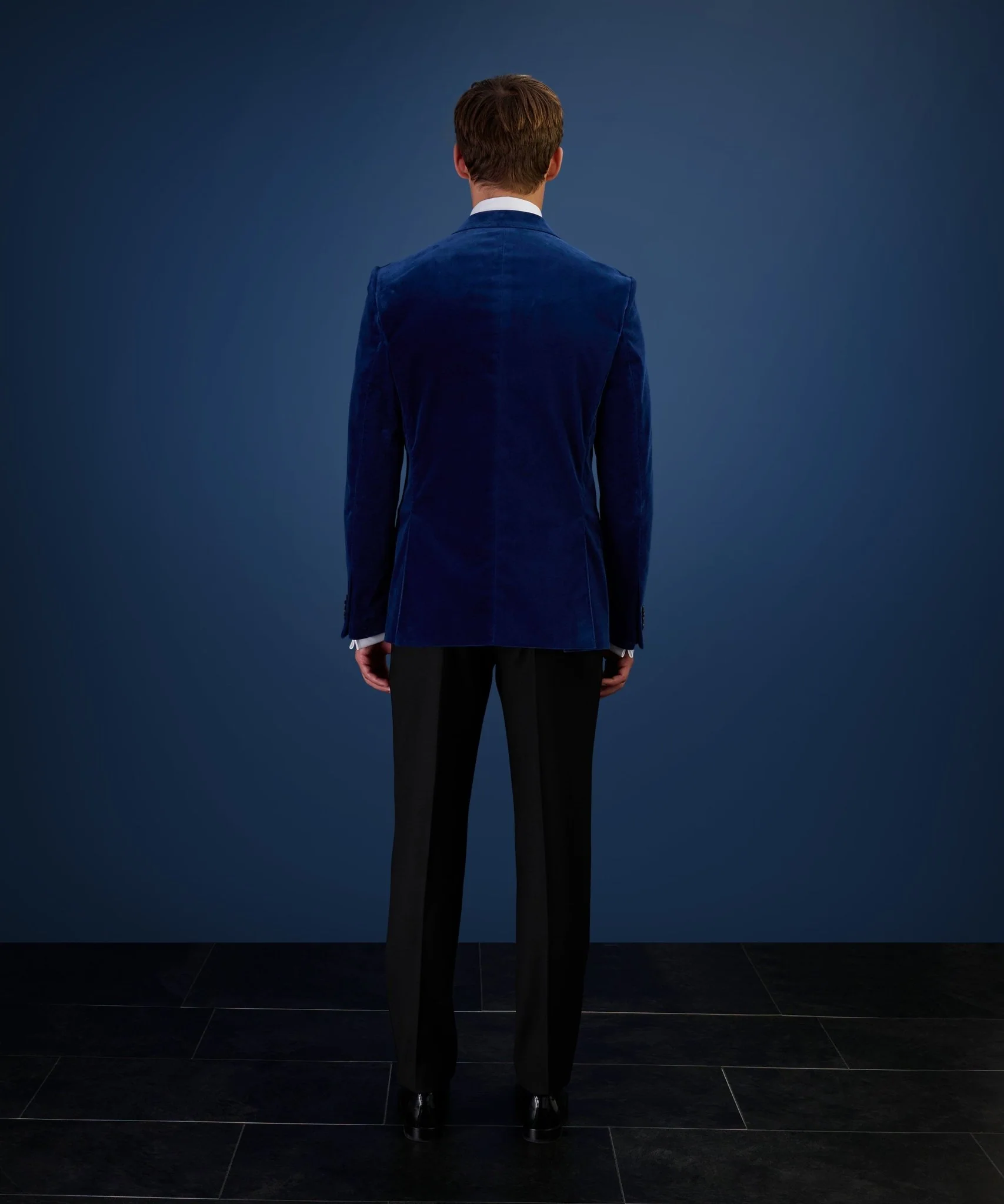 Dinner jacket velvet stretch blauw (woven by Pontoglio) - Image 6