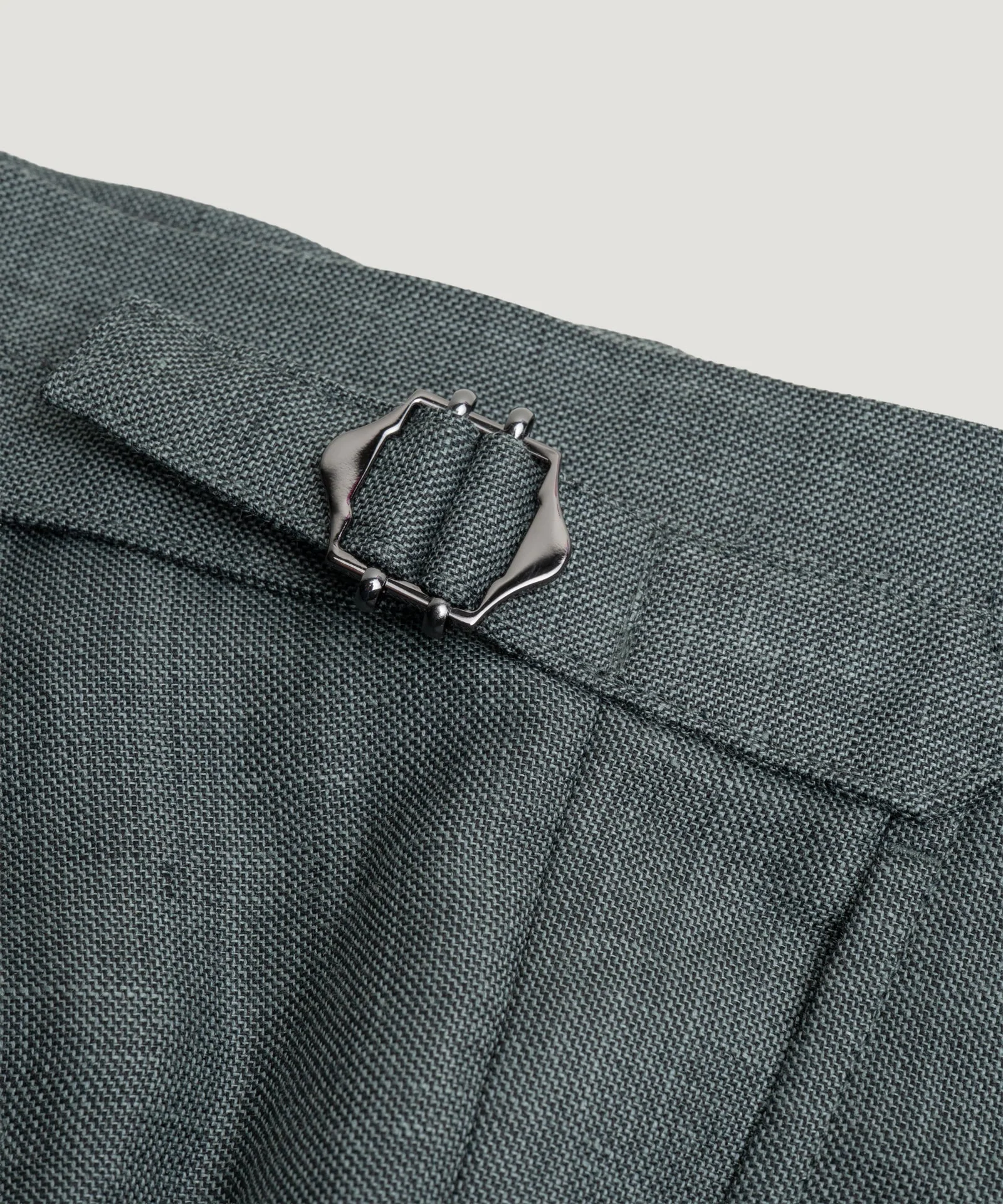 Pleated pantalon wol/linnen donkergroen - Image 5