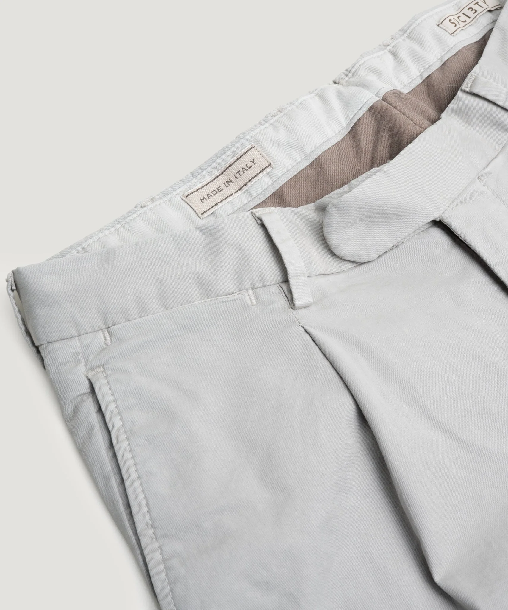 Chino slim 1 pleat katoen stretch lichtgrijs - Image 3