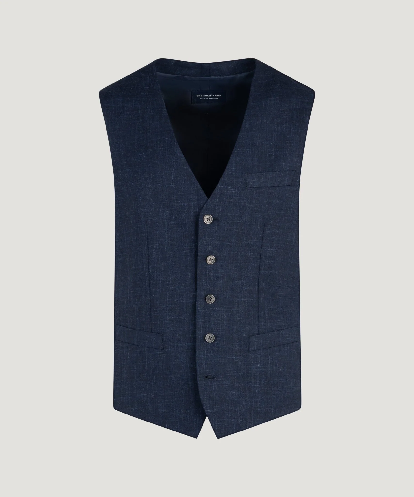 Driedelig pak wol/linnen/zijde donkerblauw - Image 3