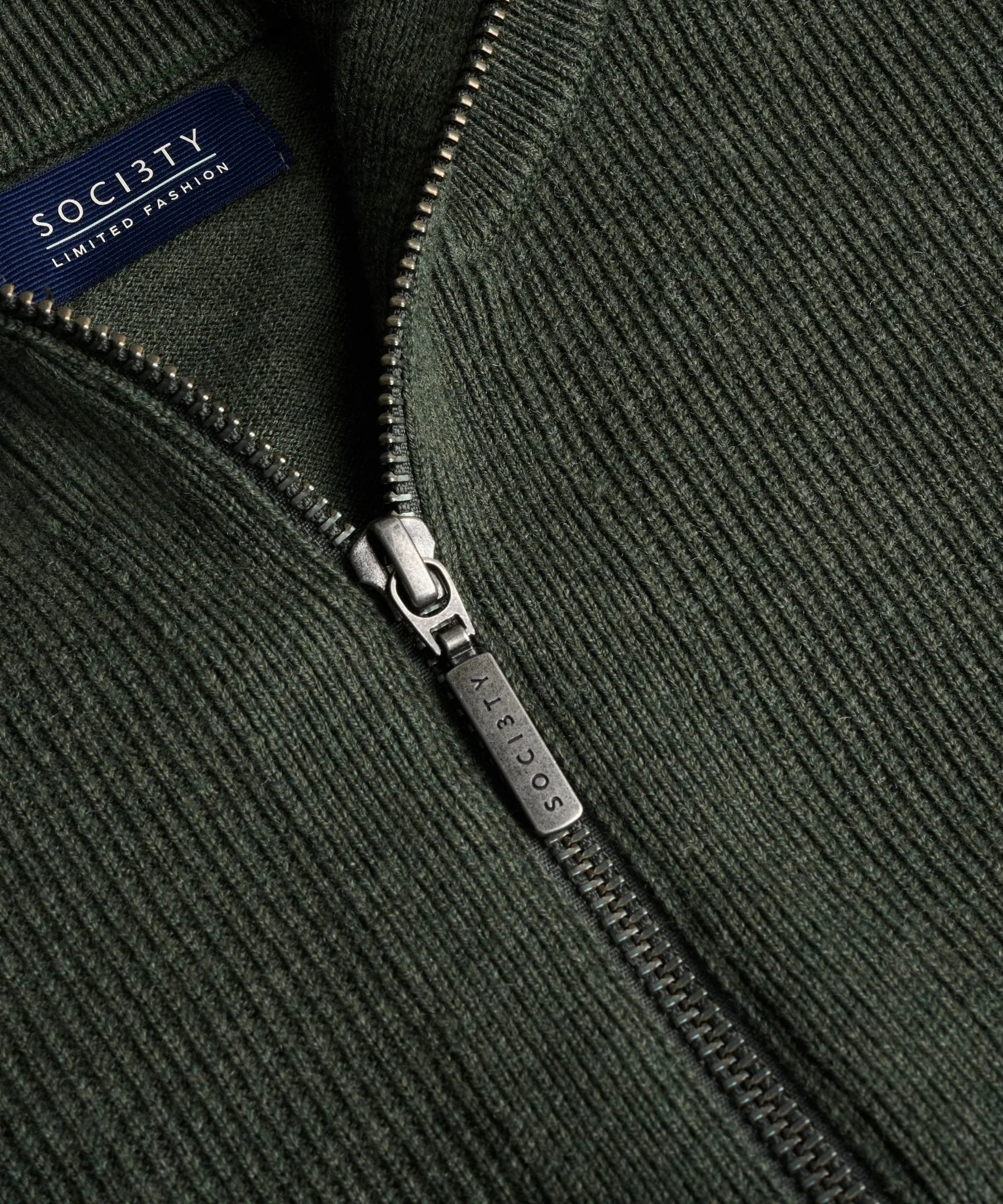 Full-zip knitted vest extrafine merino/katoen donkergroen - Image 2