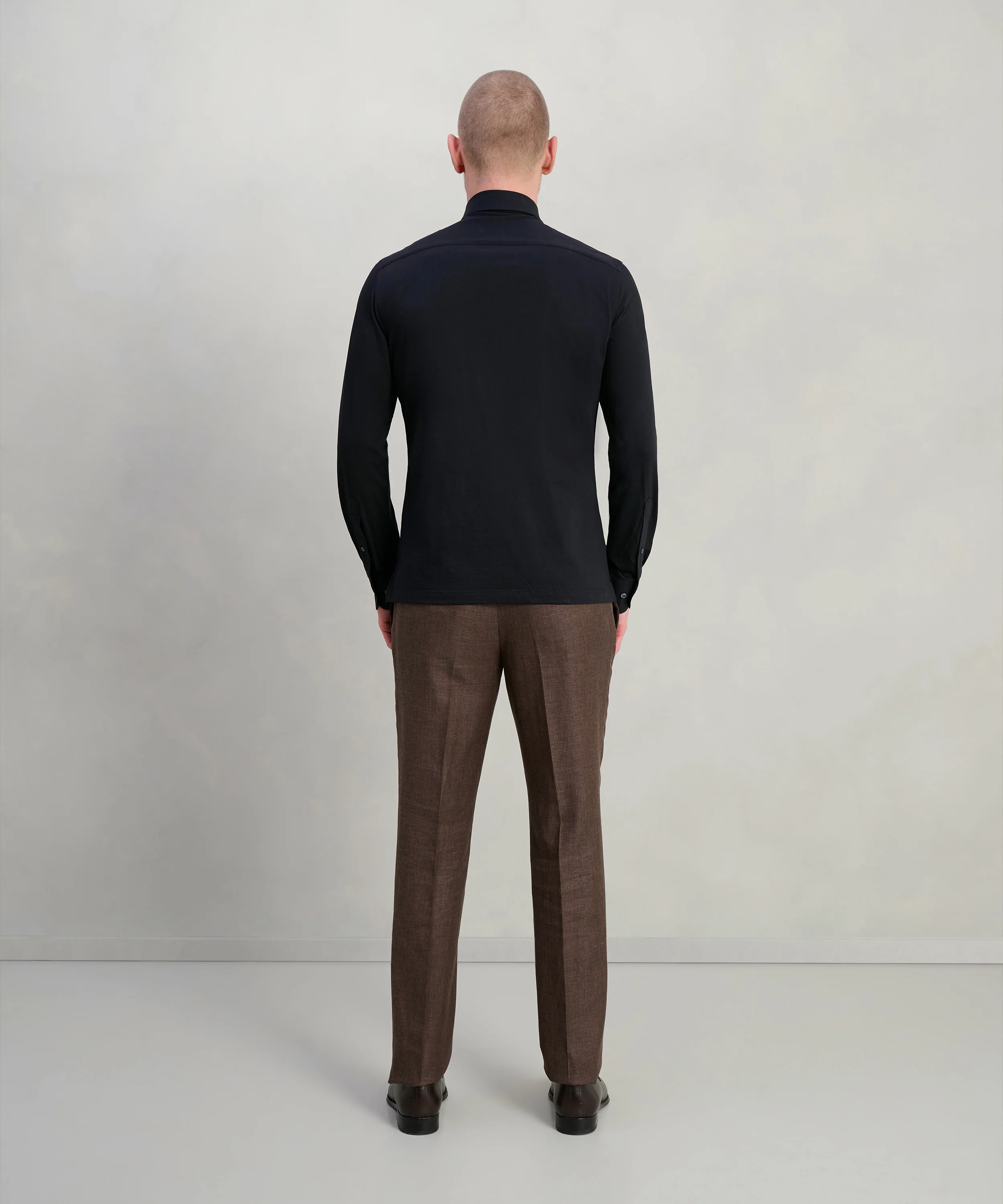 Long sleeve poloshirt mercerized cotton zwart - Image 5