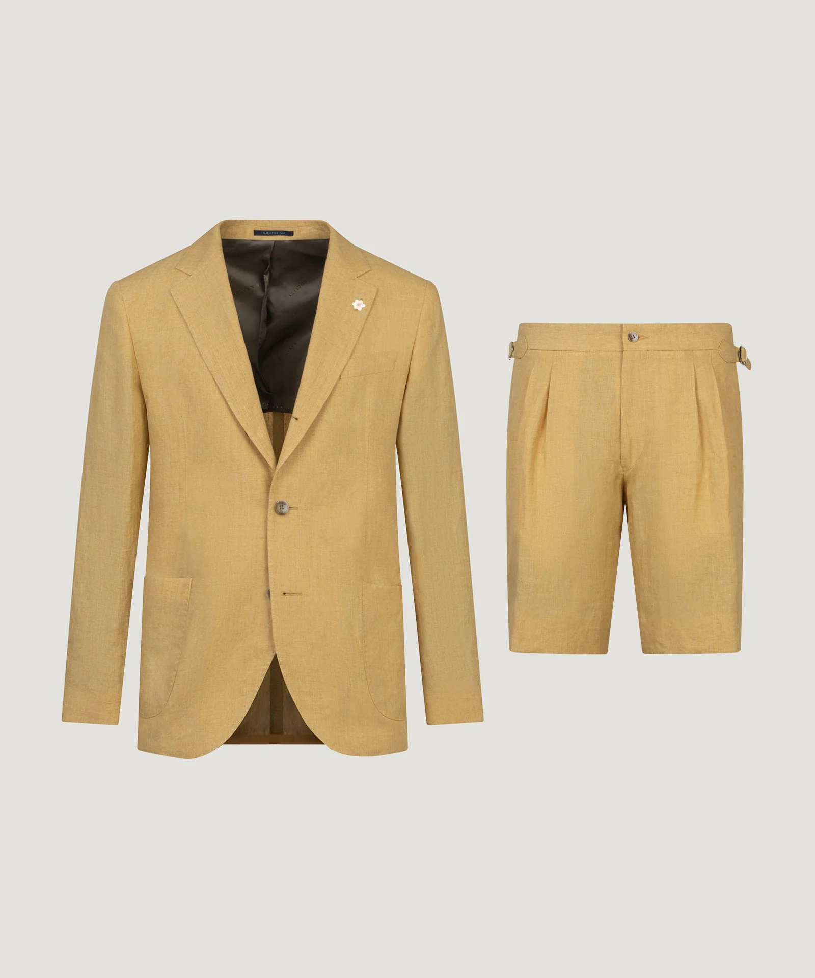 Pak met shorts linnen botergeel