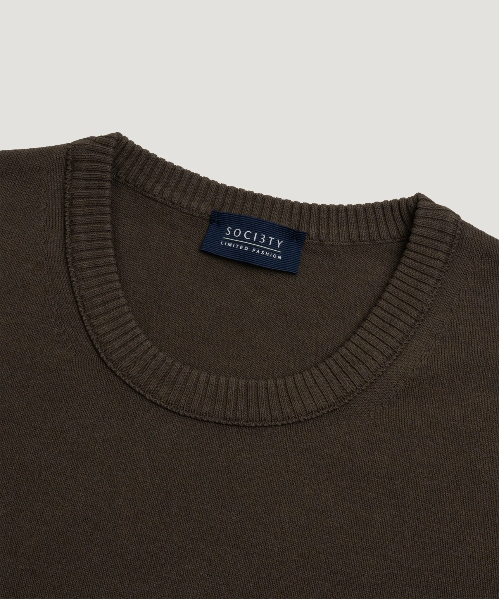 Trui crewneck Cool Cotton garment-dyed donkerbruin - Image 2