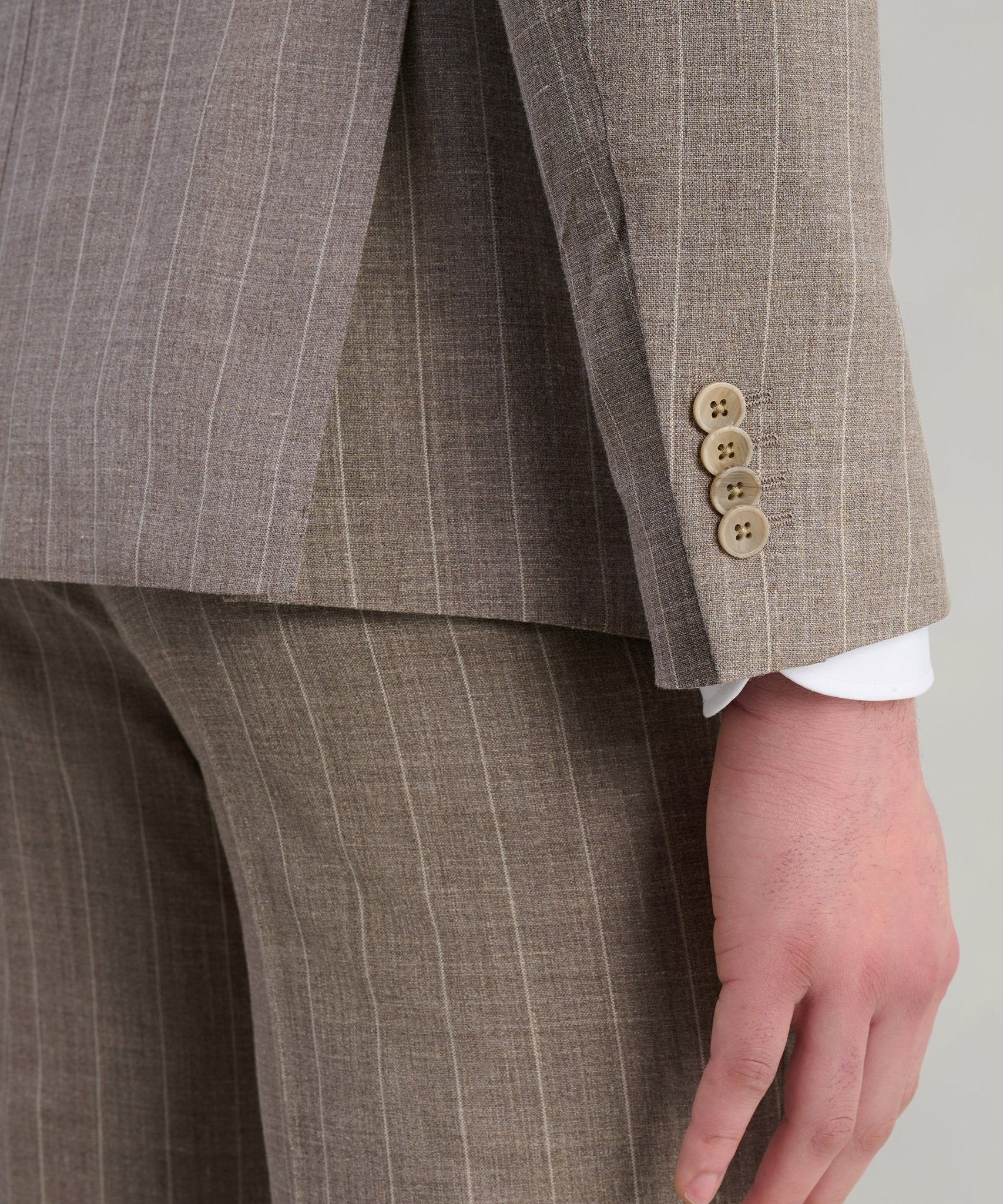 Pak wol beige gestreept (Pecora Nera® by Loro Piana) - Image 6
