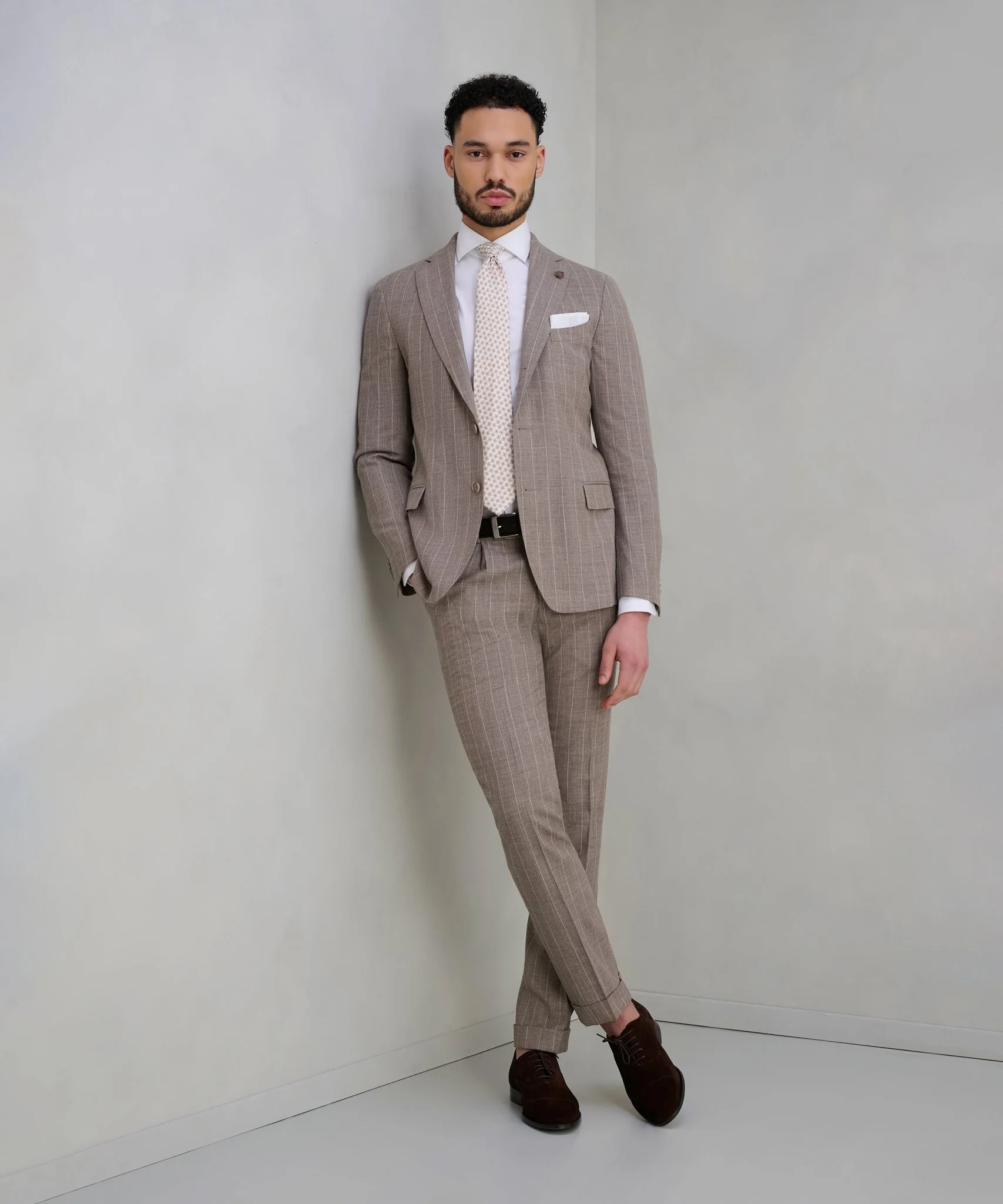 Pak wol beige gestreept (Pecora Nera® by Loro Piana) - Image 8