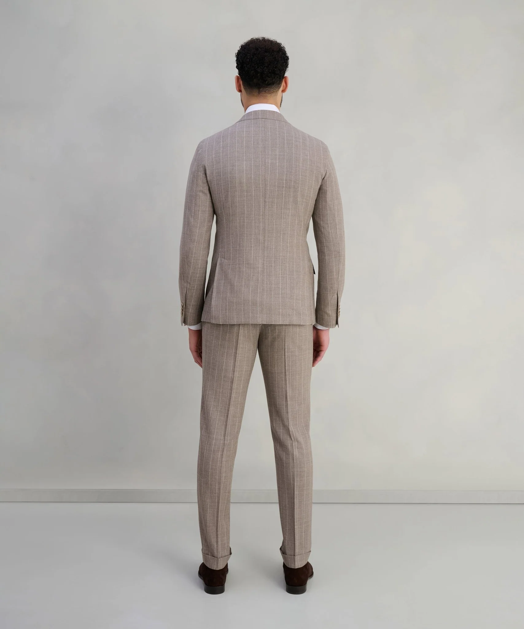 Pak wol beige gestreept (Pecora Nera® by Loro Piana) - Image 9
