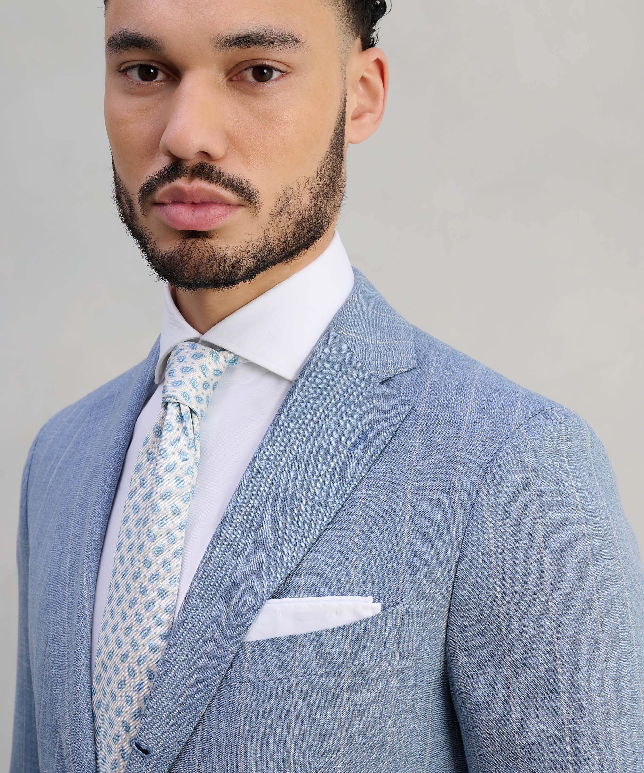 Pak wol/zijde/linnen blauw gestreept (SUMMERTIME by Loro Piana) - Image 4