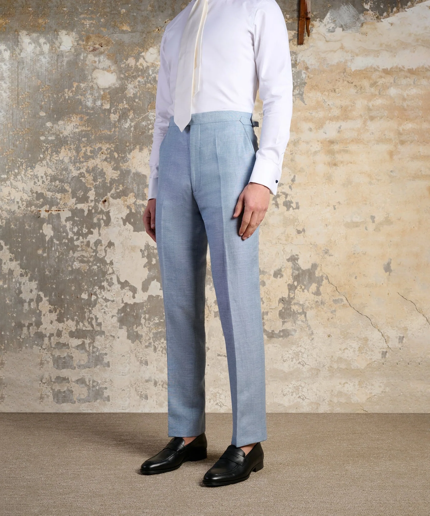 Pantalon wol/linnen lichtblauw - Image 8