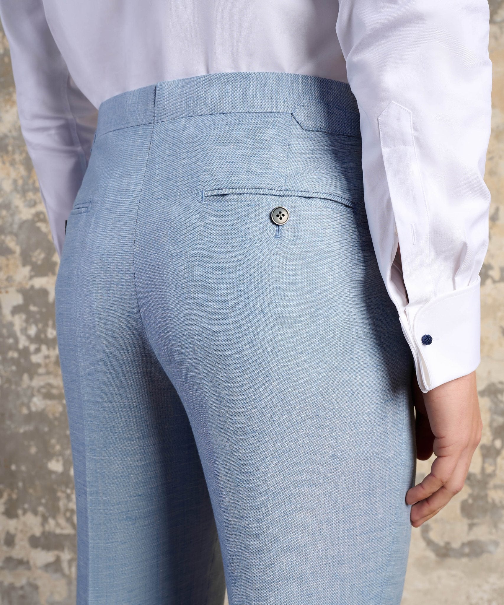Pantalon wol/linnen lichtblauw - Image 9