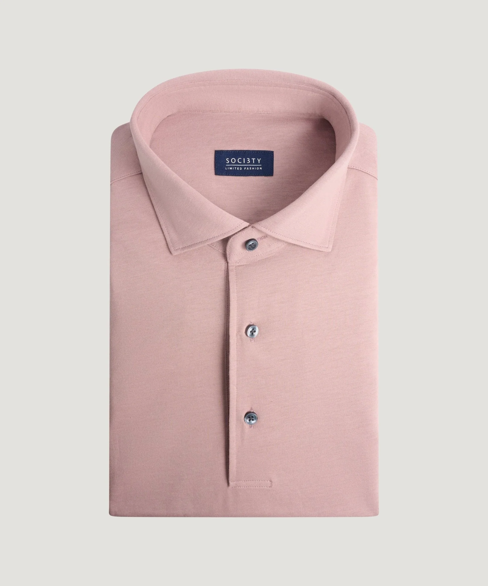 Long sleeve poloshirt mercerized cotton roze